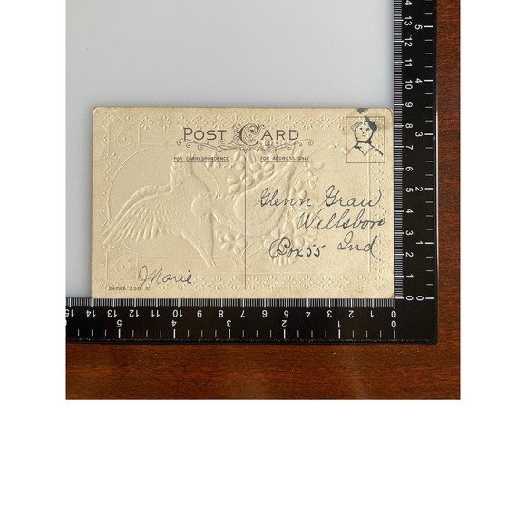 Antique Early 1900s Ephemera Embossed Unposted Signed Postcard White Doves SEE - Picture 4 of 6